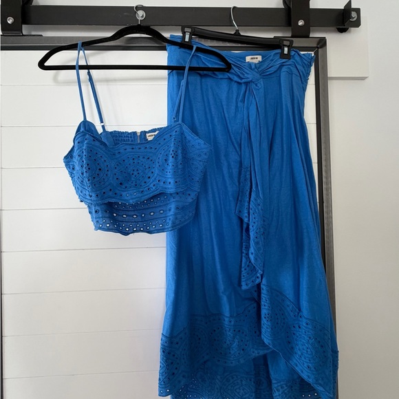 Jason Wu Dresses & Skirts - Jason Wu Royal Blue Eyelet Crop Top & Wrap Skirt Set